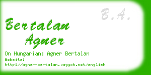 bertalan agner business card